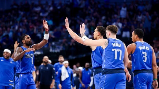 Dallas Mavericks during a timeout.